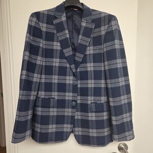 New Tommy Hilfiger Blue Textured Checkered Blazer Size 38R
